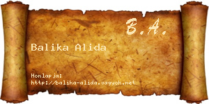 Balika Alida névjegykártya